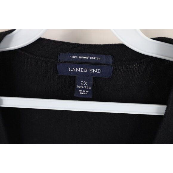 Vtg Lands End Womens 2XL Faded Supima Cotton Knit 3/4 Sleeve Cardigan Sweater - Picture 8 of 12
